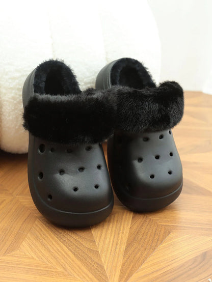 Women's Plush High Heel Slippers 2025 - Thick Soft-Soled Winter Garden Shoes