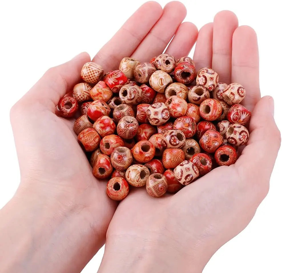 100pcs Wooden Dreadlock Beads - Vintage Natural Wood Hair Accessories - Shello's Creative Boutique