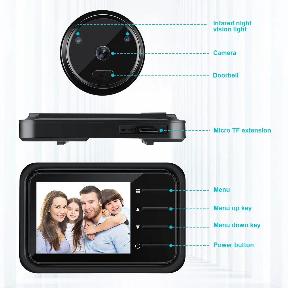2.4 Inch LCD Door Peephole Camera with IR Night Vision & Video Recording