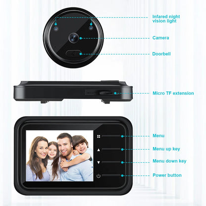 2.4 Inch LCD Door Peephole Camera with IR Night Vision & Video Recording