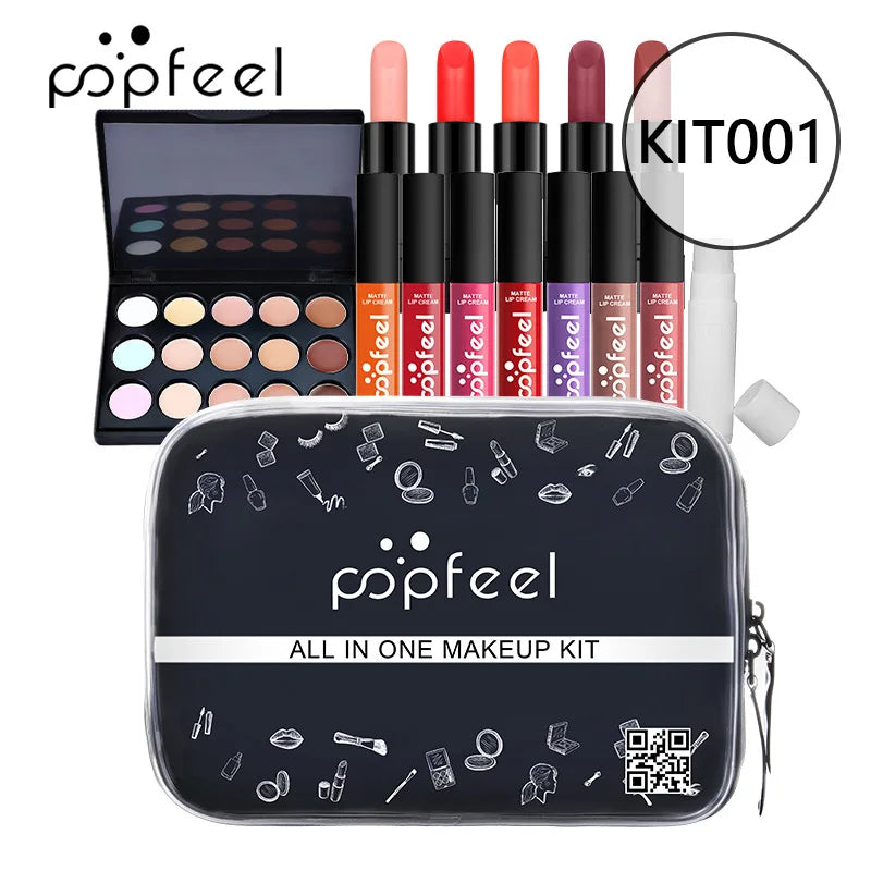 POPFEEL Makeup Full Kit Female Make Up Set Eye Shadow Eyeshadow Palette Lip Gloss Mascara Eyeliner Brushes Bag Make-up for Women - Shello's Creative Boutique