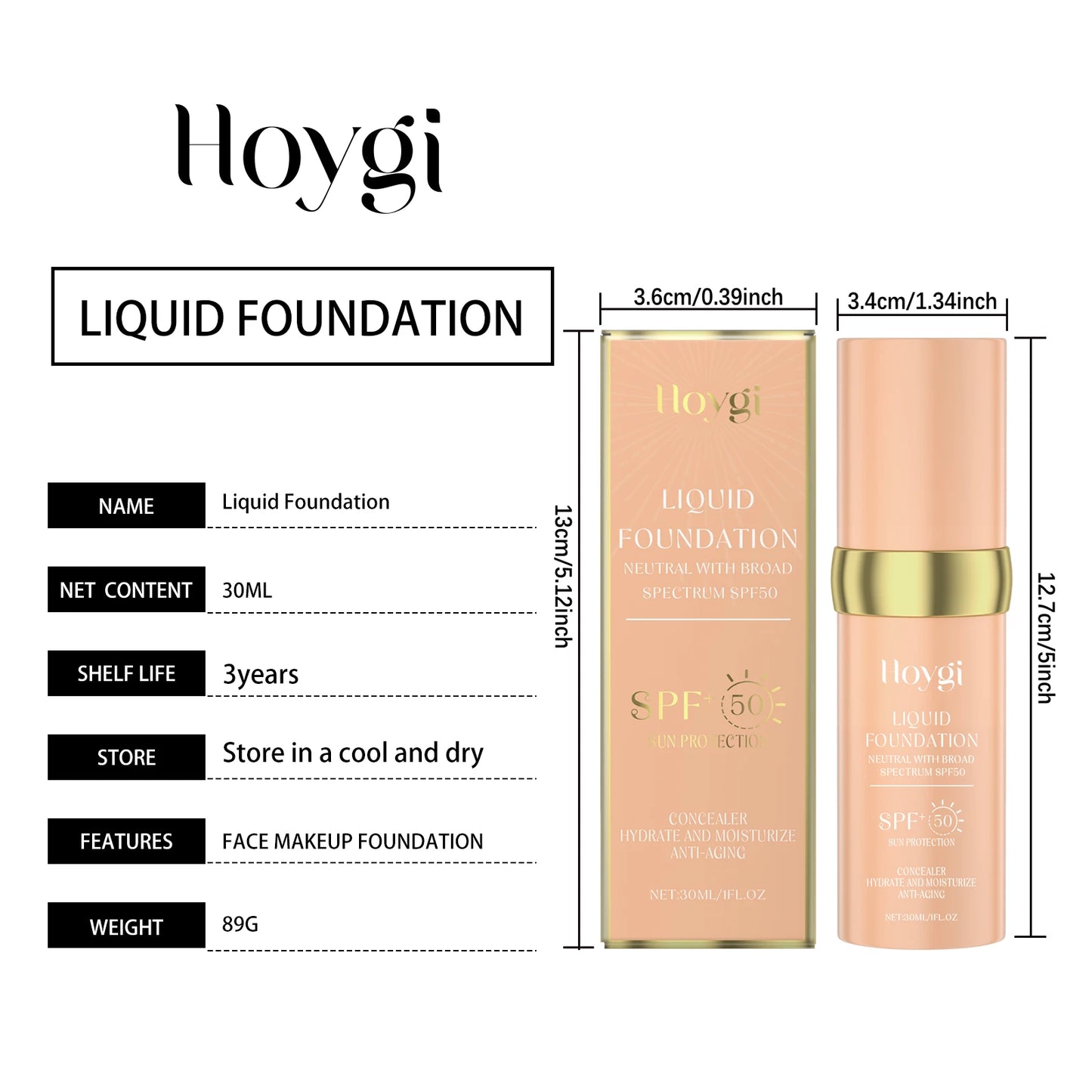 Liquid Face Foundation Spf 50 Temperature Change High Coverage Makeup Base Waterproof Hydrating Foundation Cosmetics Makeup - Shello's Creative Boutique