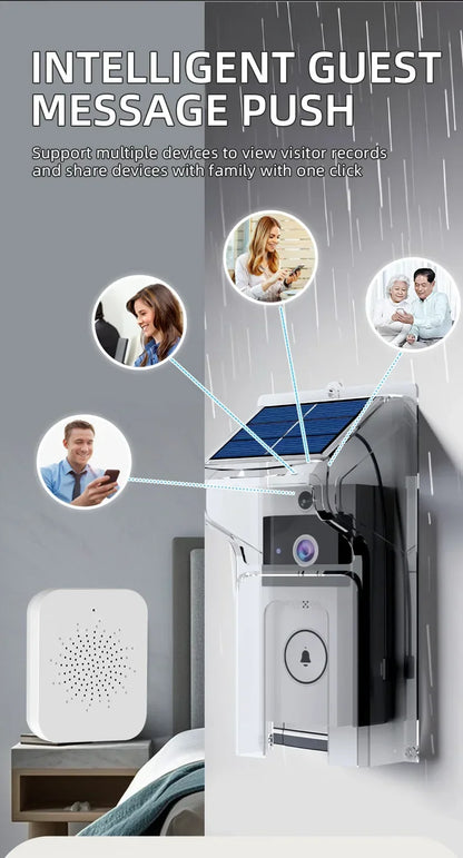 Outdoor Solar Wireless Video Doorbell with WiFi & Waterproof Cover