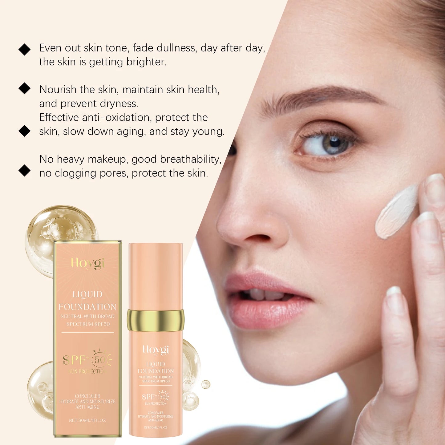 Liquid Face Foundation Spf 50 Temperature Change High Coverage Makeup Base Waterproof Hydrating Foundation Cosmetics Makeup - Shello's Creative Boutique