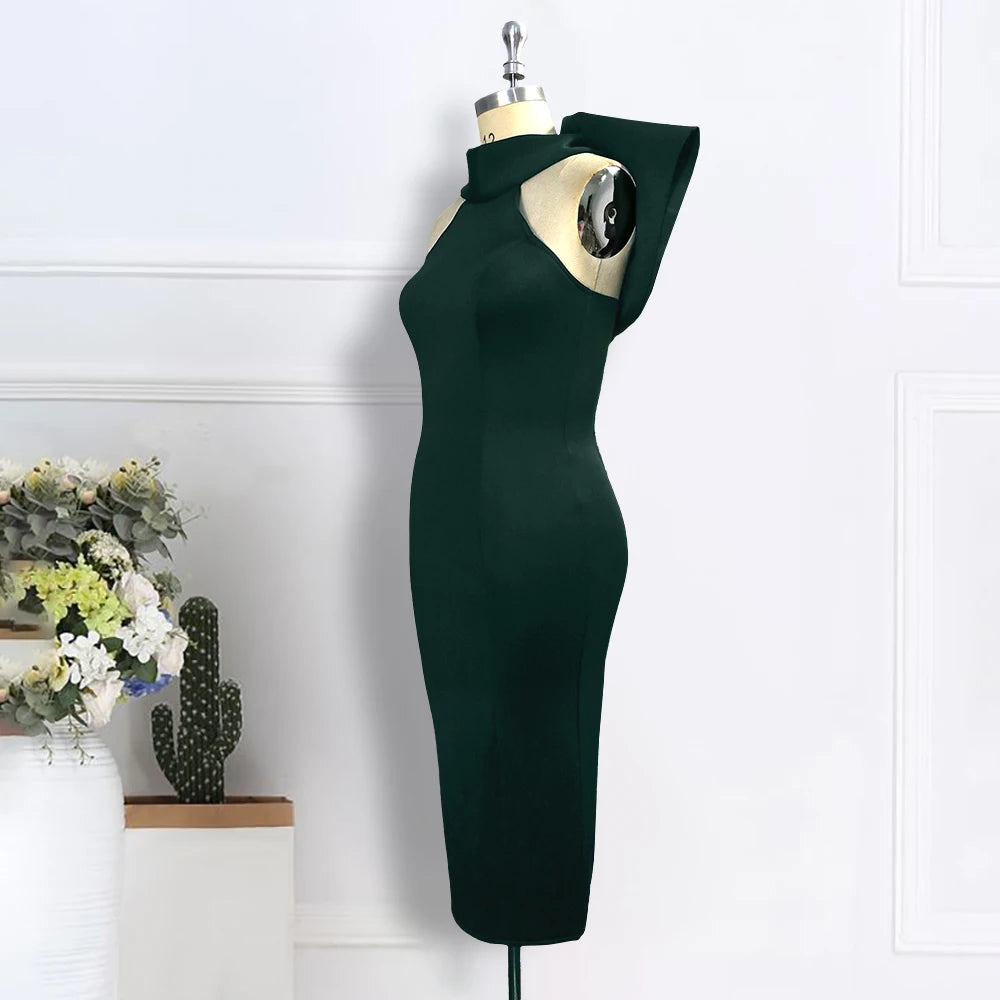 White Bodycon Dress with Back Bow - Sleeveless Party Gown - Shello's Creative Boutique