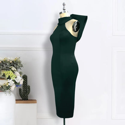 White Bodycon Dress with Back Bow - Sleeveless Party Gown - Shello's Creative Boutique