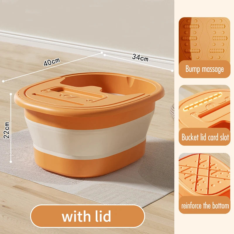 Foldable Foot Spa Bath Tub with Massage Bumps & Thermal Lid