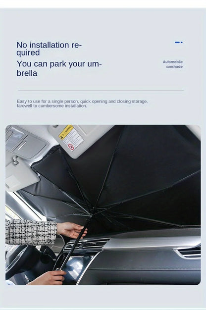 Foldable Car Windshield Sun Shade — Portable Sunscreen Parasol for Front Window