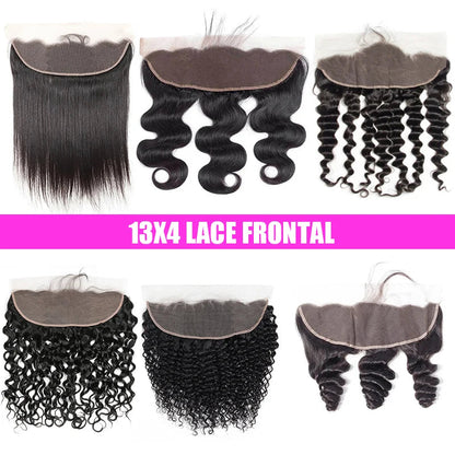 13x4 HD Transparent Lace Frontal 100% Human Hair Pre plucked Bleached Knots Natural Hair Line With Baby Hair 4x4 Lace Closure Shello's Creative Boutique