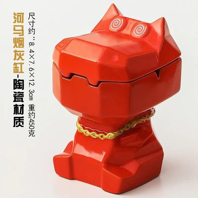 Dog Shaped Ceramic Ashtray with Lid – Windproof Cute Animal Figurine Décor