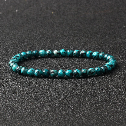 4mm Natural Stone Agate & Lava Stretch Bracelet – Handmade Tiny Bead Bangle for Men & Women