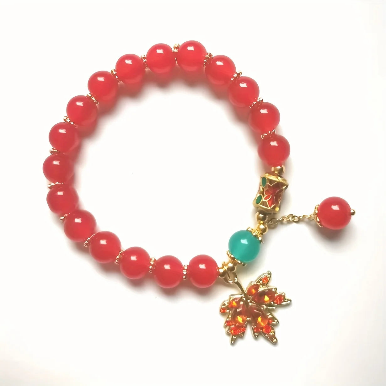 Retro Synthetic Agate Red Bead Bracelet – Lucky Charm Jewellery for Men & Women