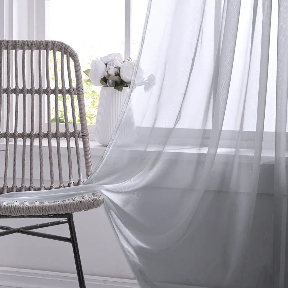 Sheer White Tulle Curtains – Elegant Voile Window Drapes - Shello's Creative Boutique