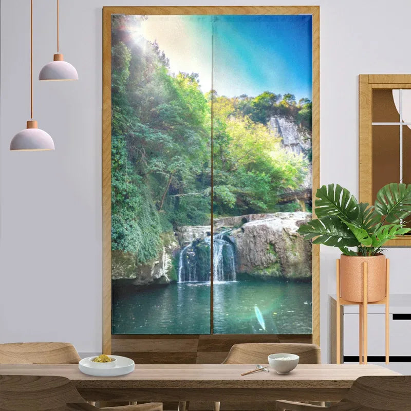 Forest Nature Landscape Door Curtains - Noren Style Entrance Drapes - Shello's Creative Boutique