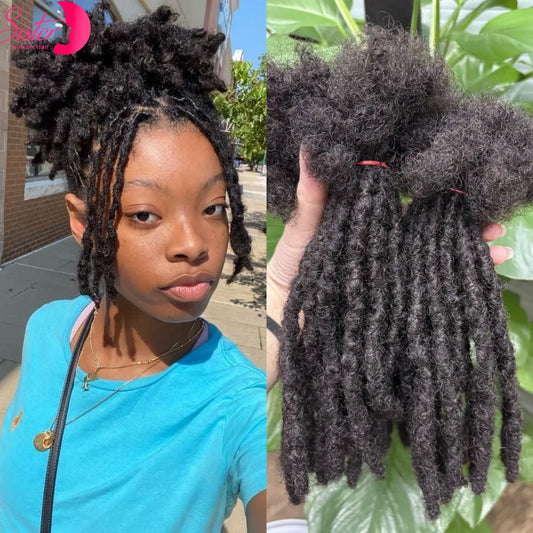 Loc Extension Human Hair 0.6cm Width 8inch 50 Strands Handmade Dreadlock Inter Extension Human Hair for Women/Men/Kids - Shello's Creative Boutique