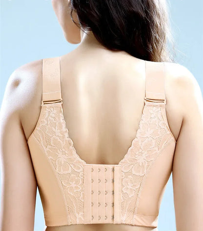 Embroidered Push-Up Backless Bra – Sexy Lace Lingerie for Women, Plus Size Wire-Free Bra Tops (C–E Cup, 36–48)