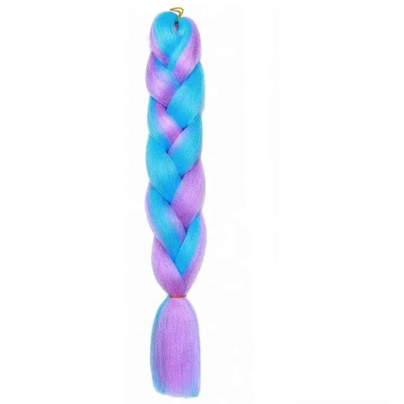 24 Inch Jumbo Braiding Hair - Rainbow Ombre Synthetic Extensions - Shello's Creative Boutique