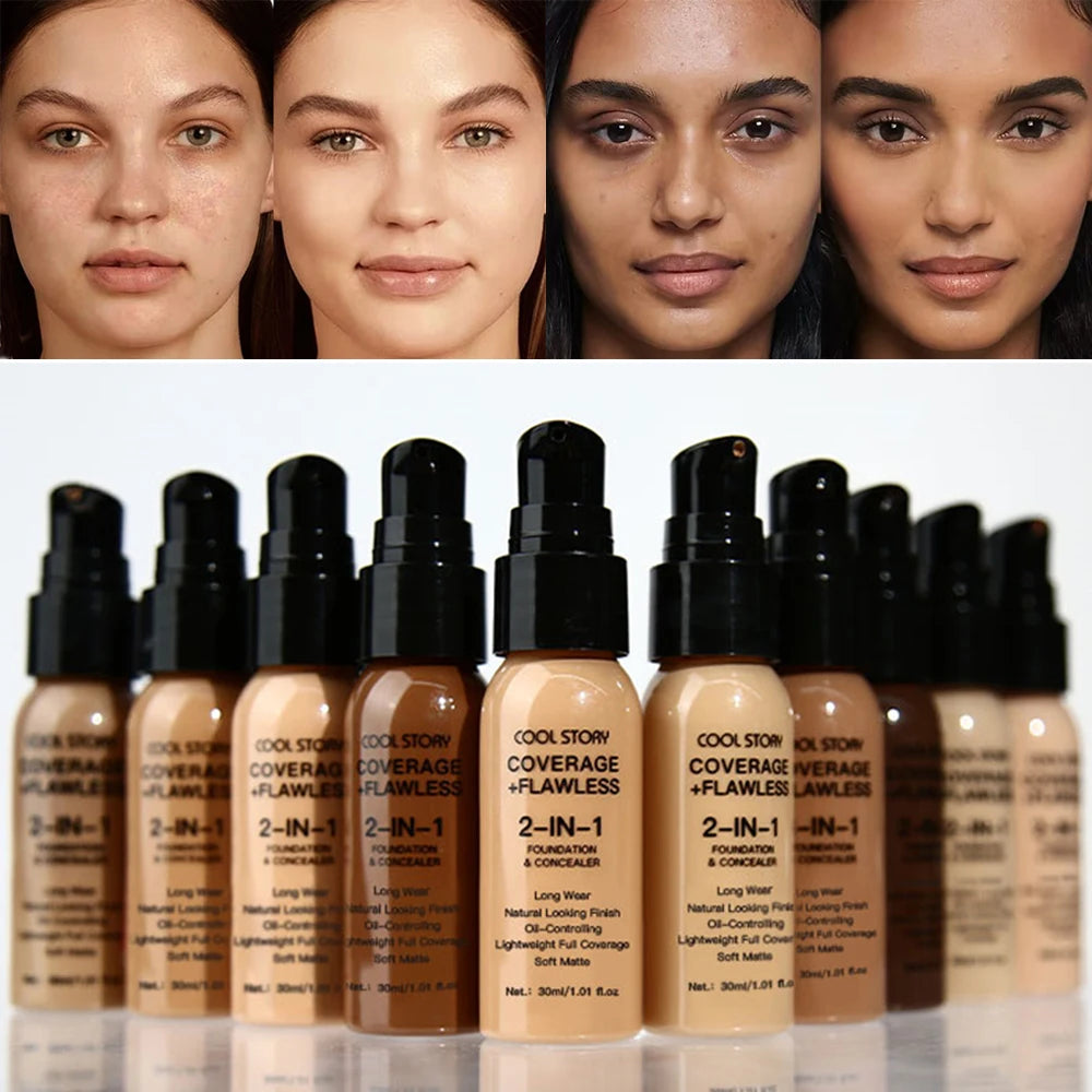 10 Color Lasting Face Foundation Cream Oil-Control Matte BB Cream Liquid Full Coverage Waterproof Hydrating Brighten Concealer - Shello's Creative Boutique