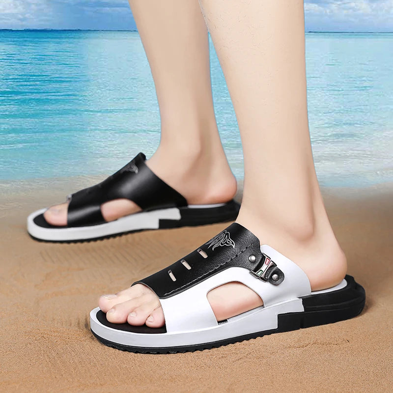 Men's Casual Summer Sandals – Black & Orange