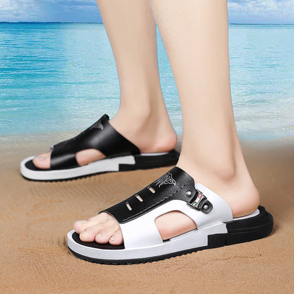 Men's Casual Summer Sandals – Black & Orange