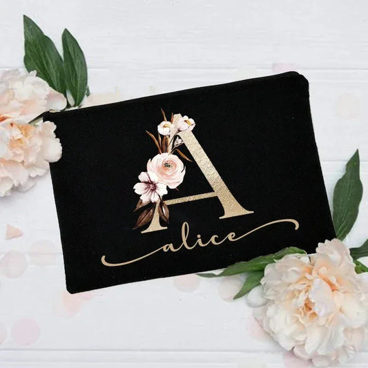 Custom Name Makeup Bag - Personalised Canvas Cosmetic Organiser - Shello's Creative Boutique