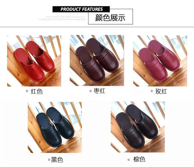 Men's Indoor Slippers - Closed Toe Faux Leather Slides (Large Sizes 47-48)