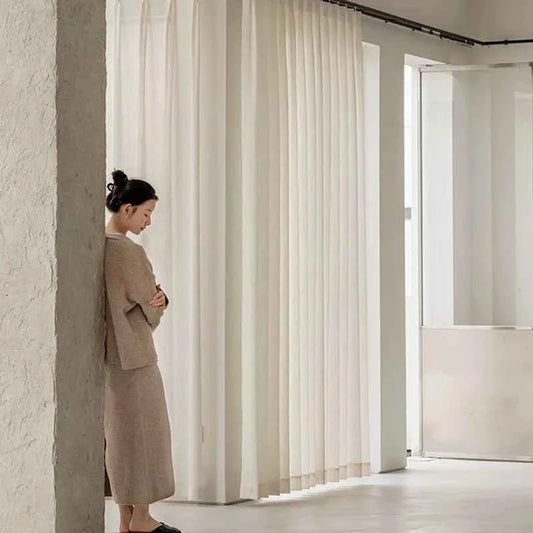 Luxurious Textured Thick Tulle Curtains - Insulated Sheer Drapes for Living Room & Bedroom