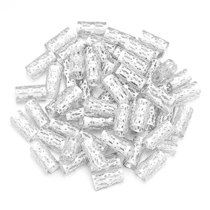 100Pcs/lot Dreadlock Hair Rings Metal Hollow Tube Dirty Dread Braids Adjustable for Cuffs Clip Hair Accessories Styling Tools - Shello's Creative Boutique