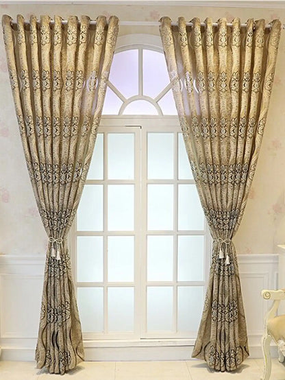 European Perforated Wave Curtains - Blackout Decorative Drapes for Living Room & Bedroom - Shello's Creative Boutique