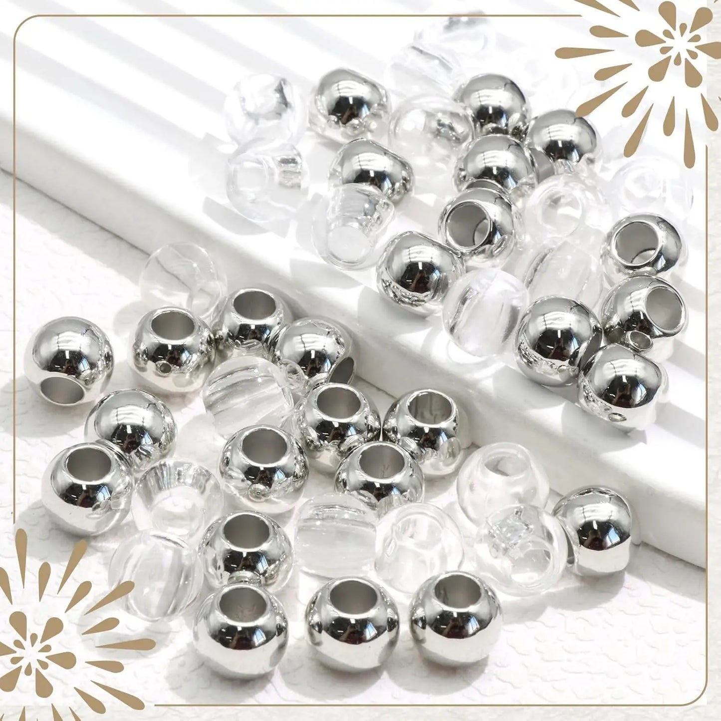50PCS Hair Beads Loc Dreadlock Jewelry Clear Large Beads Braids Accessories Hair Decoration for Women Jewelry Making Kit - Shello's Creative Boutique