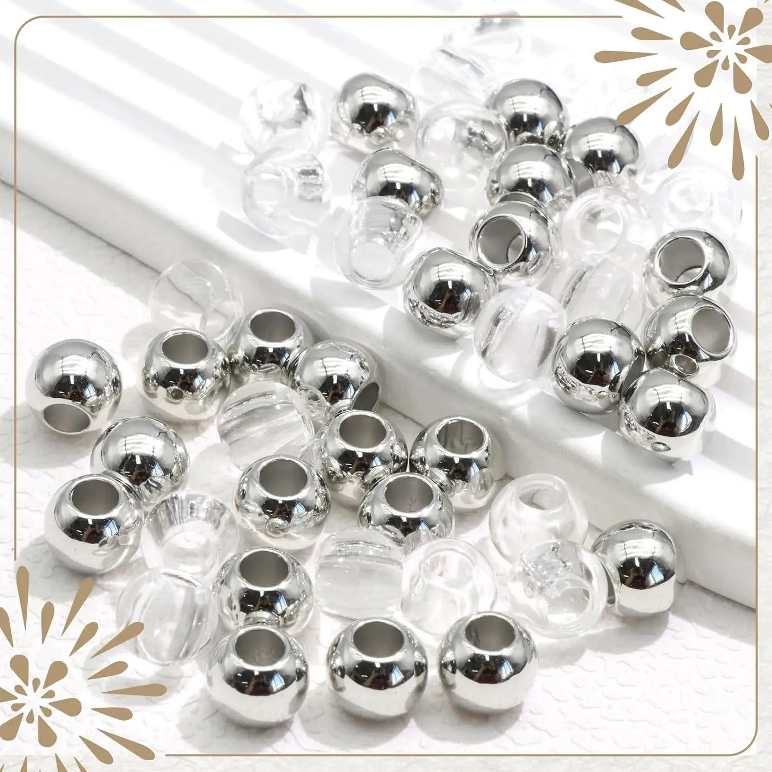 50PCS Hair Beads Loc Dreadlock Jewelry Clear Large Beads Braids Accessories Hair Decoration for Women Jewelry Making Kit - Shello's Creative Boutique