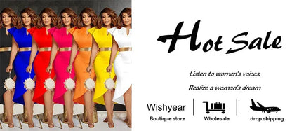 Flare Sleeve Bodycon Midi Dress - High Side Split with Ruffle Detail for Evening & Party - Shello's Creative Boutique