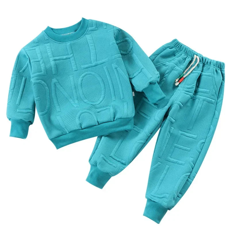 Children's Clothing  Long-sleeved Round Neck Printed Sweatshirt+cuffed Trousers 2pcs Suit Casual Outer Wear Simple Shello's Creative Boutique
