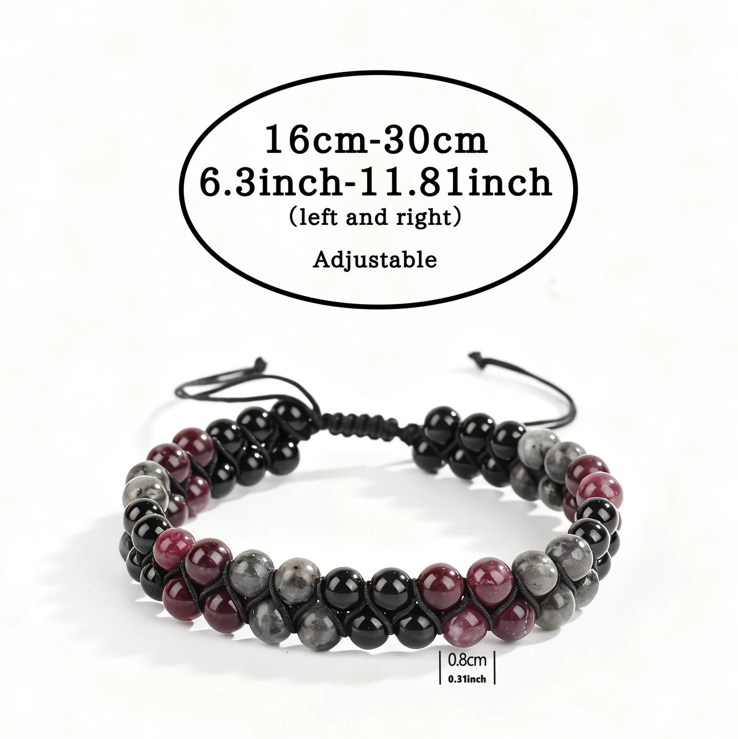 Luxury Garnet Natural Stone Protection Bracelet – Red & Black Beaded Bangle