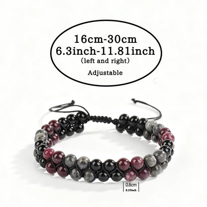 Luxury Garnet Natural Stone Protection Bracelet – Red & Black Beaded Bangle