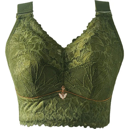 Embroidered Push-Up Backless Bra – Sexy Lace Lingerie for Women, Plus Size Wire-Free Bra Tops (C–E Cup, 36–48)