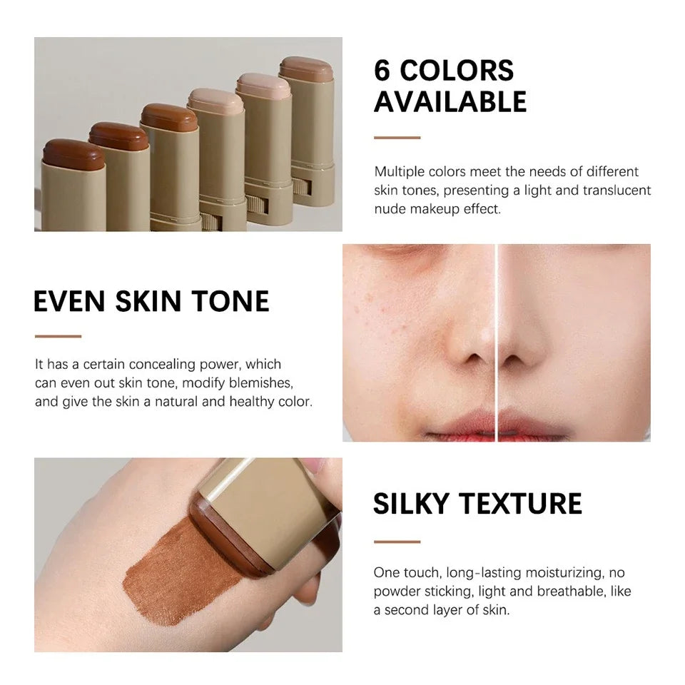 6Color Tinted Foundation Cream Stick Waterproof Lasting Oil-control Cover Acne Makeup Smooth Moisturize Concealer Serum Balm - Shello's Creative Boutique