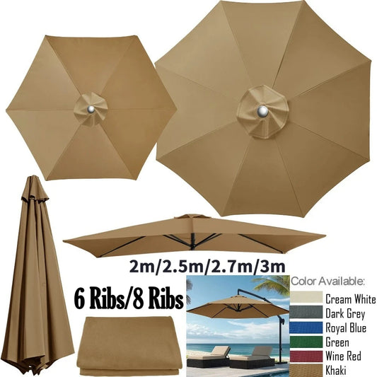 Replaceable Parasol Top Cloth – UV Protection Garden Patio Canopy Cover 2m to 3m