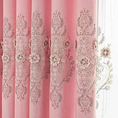 European Modern Blackout Curtains - Luxury Embroidered Tulle Villa Valance for Living Room & Bedroom - Shello's Creative Boutique