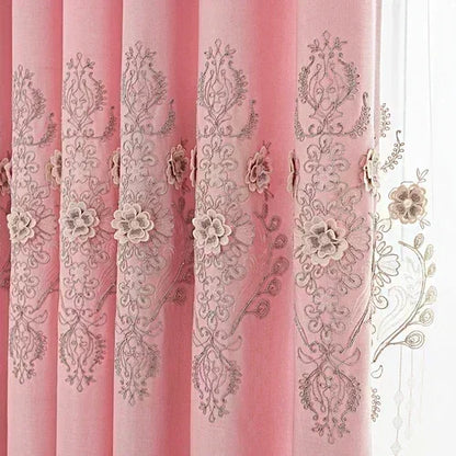European Modern Blackout Curtains - Luxury Embroidered Tulle Villa Valance for Living Room & Bedroom