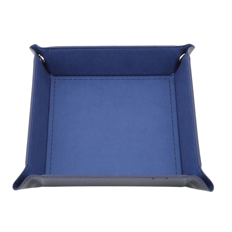 PU Leather Folding Valet Tray – Collapsible Desktop Storage for Keys, Phone, Wallet & Coins