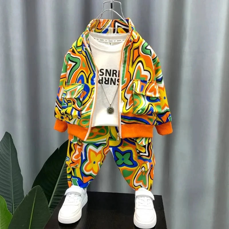 Children's Clothing Set Spring and Autumn Fashion 2024 Boys' Baby Jacket Pants Children's Fashionable Casual Two Piece Set Shello's Creative Boutique