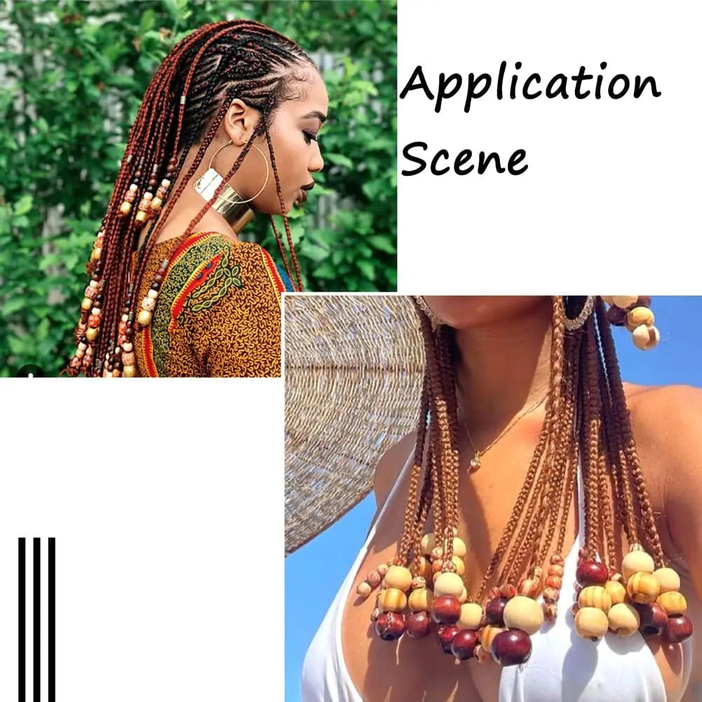 100pcs Wooden Dreadlock Beads - Vintage Natural Wood Hair Accessories - Shello's Creative Boutique