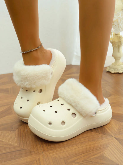 Women's Plush High Heel Slippers 2025 - Thick Soft-Soled Winter Garden Shoes