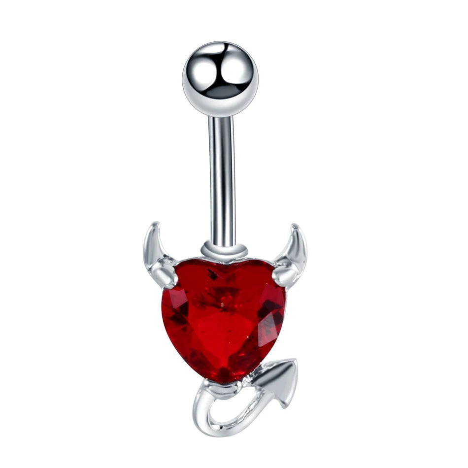 Stainless Steel Cubic Zirconia Drop Navel Ring