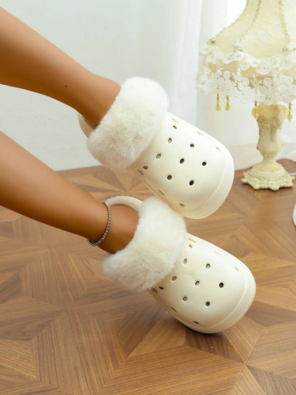 Women's Plush High Heel Slippers 2025 - Thick Soft-Soled Winter Garden Shoes