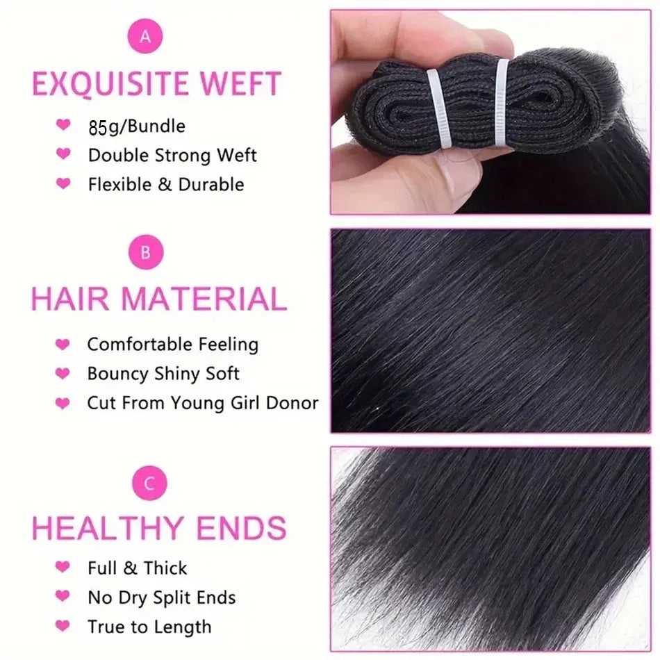 Bone Straight Brazilian Virgin Hair Bundles - 100g Natural Colour Weave - Shello's Creative Boutique