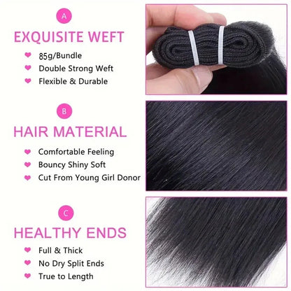 Bone Straight Brazilian Virgin Hair Bundles - 100g Natural Colour Weave - Shello's Creative Boutique