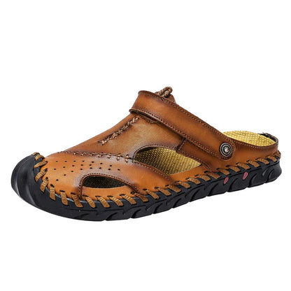 Men's Genuine Leather Sandals - Breathable Beach & Sports Sandals