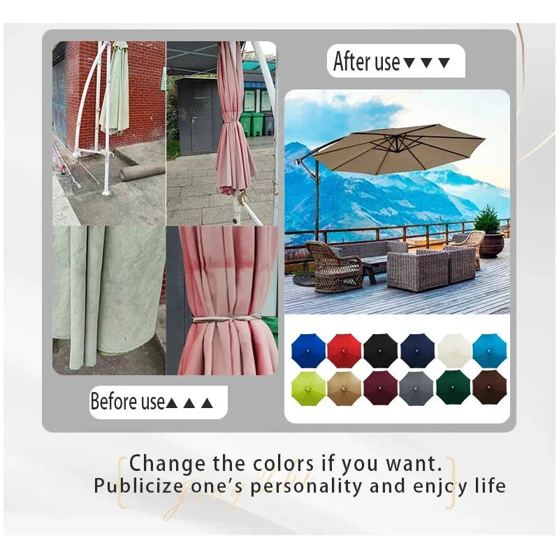 Replaceable Summer Parasol Top Cloth – Waterproof Anti-UV Canopy for 6 & 8 Rib Banana Umbrellas